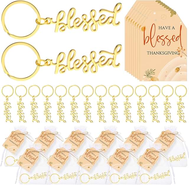 Gold Thanksgiving Keychain Gift for Coworkers
