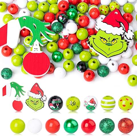Set of 240 Christmas Wooden Beads in 14 Styles