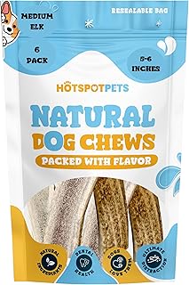 Split Elk Antlers for Medium Dogs, Natural and Safe (6 Count)