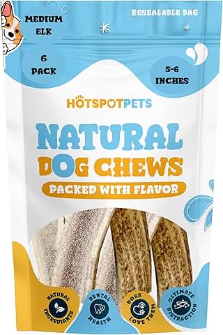 Split Elk Antlers for Medium Dogs, Natural and Safe (6 Count)