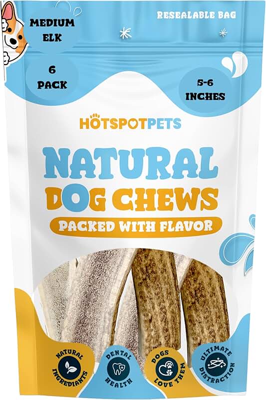Split Elk Antlers for Medium Dogs, Natural and Safe (6 Count)