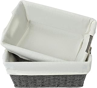 Set of 2 Wicker Storage Baskets with Washable Liners