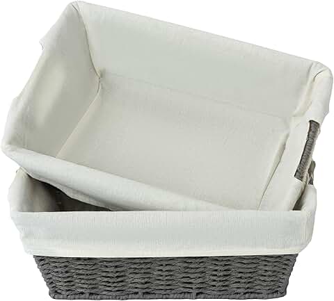 Set of 2 Wicker Storage Baskets with Washable Liners
