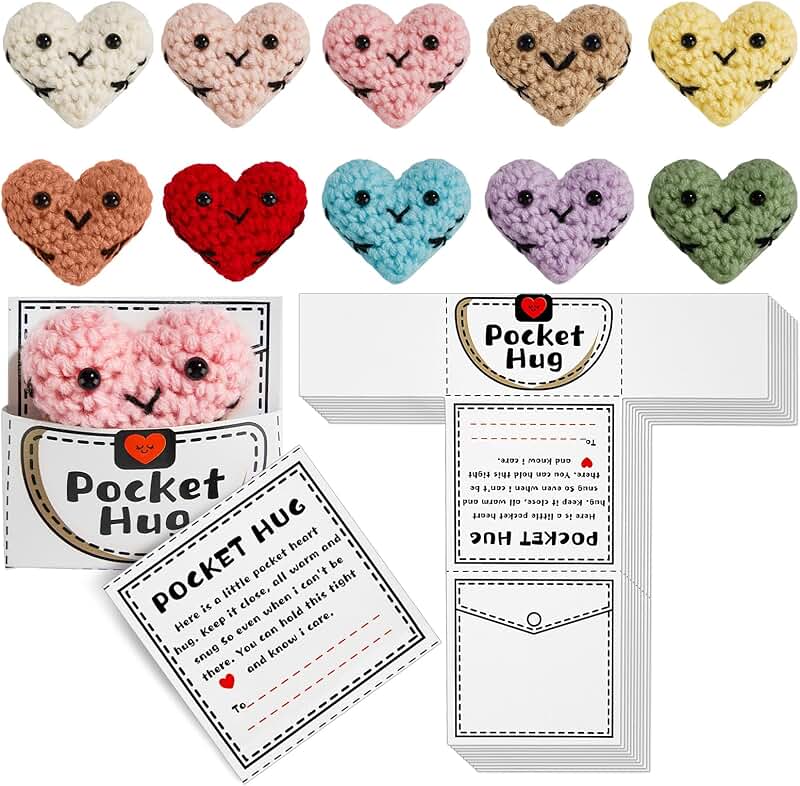 Party Greeting Sets with Crochet Pocket Hugs and Paper Bags