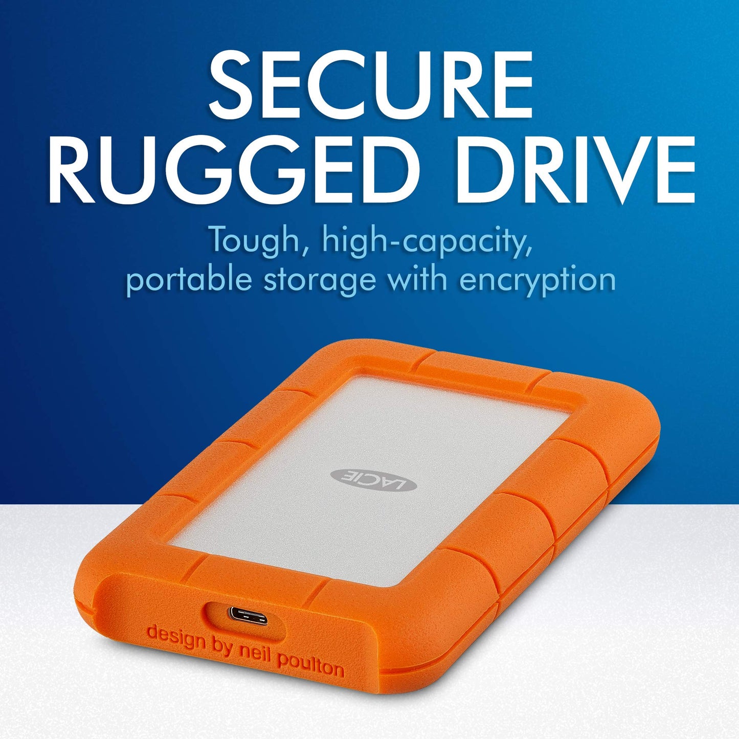 Rugged Secure 2TB External Hard Drive Portable HDD - USB-C USB 3.0 Drop Shock Dust Rain Resistant Computer Desktop Workstation Laptop Hardware Encryption, 1 Month Adobe CC (STFR2000403)