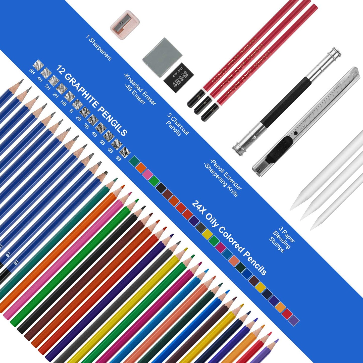 48-Piece Drawing Pencil Sketching Art Supplies Set