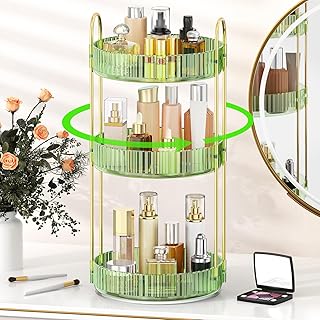 360° Rotating Makeup and Perfume Organizer with 3 Tiers