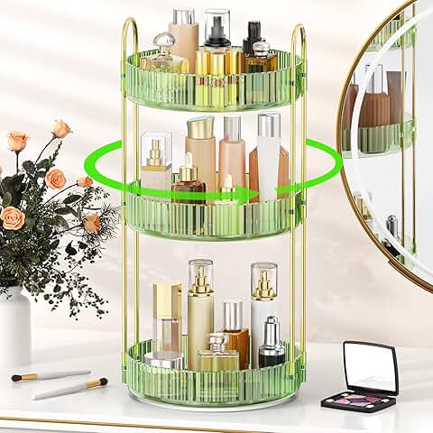 360° Rotating Makeup and Perfume Organizer with 3 Tiers