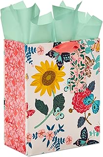 9-inch Bright Flower Gift Bag with Tissue Paper