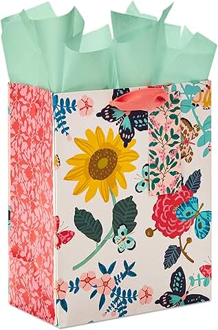 9-inch Bright Flower Gift Bag with Tissue Paper