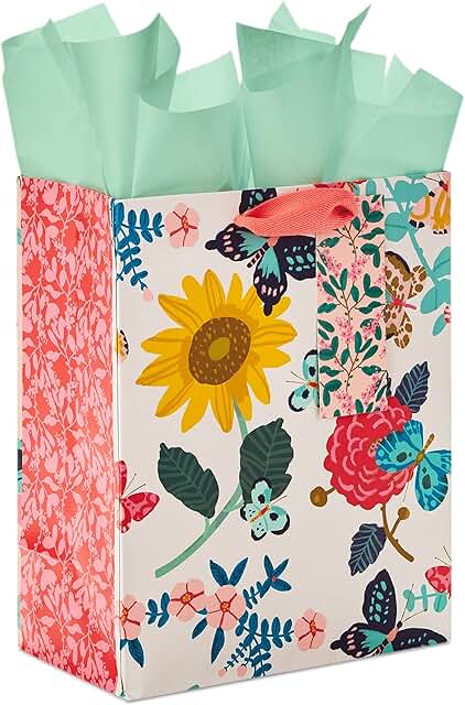 9-inch Bright Flower Gift Bag with Tissue Paper