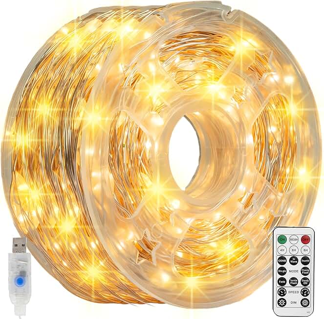 66 ft Fairy String Lights with Remote and Waterproof Design
