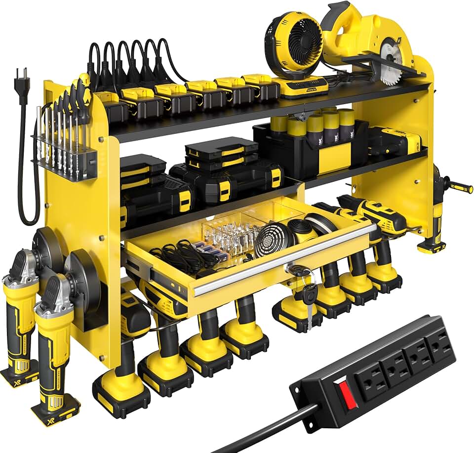 Heavy Duty Metal Wall Mount Tool Organizer with Drawers