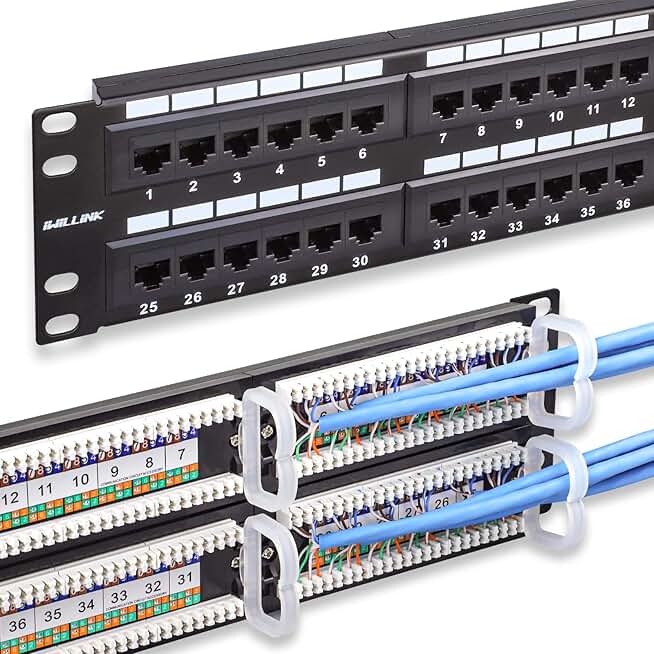 48-Port Cat6 Patch Panel for Gigabit Ethernet