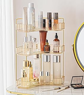 Three-tier corner bathroom countertop organizer