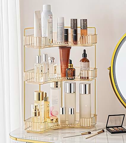 Three-tier corner bathroom countertop organizer
