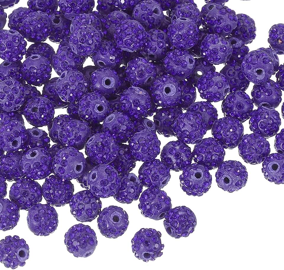 10mm Purple Clay Rhinestone Beads, 160 pcs