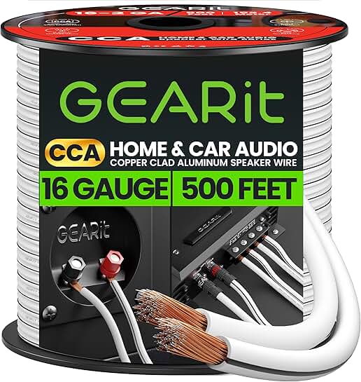 16 AWG Speaker Wire, 500 Feet, White