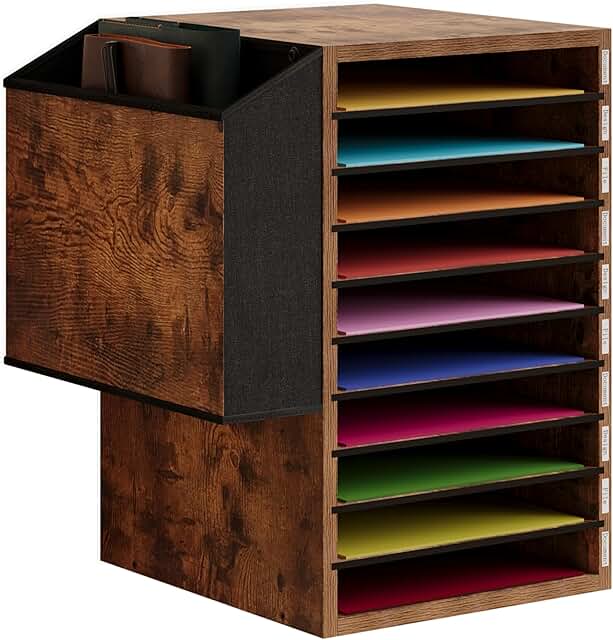 Wooden 10-Tier Office Mail and Paper Organizer