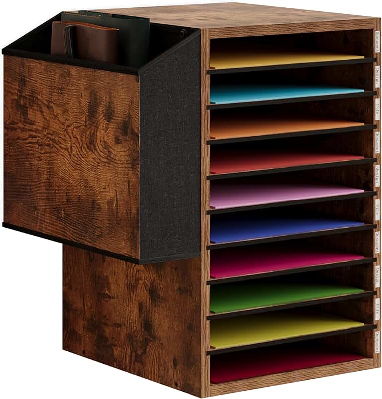 Wooden 10-Tier Office Mail and Paper Organizer