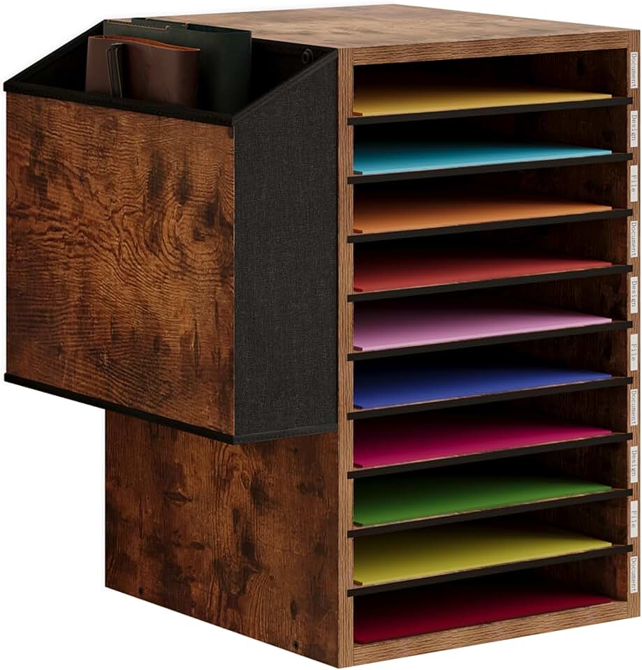 Wooden 10-Tier Office Mail and Paper Organizer