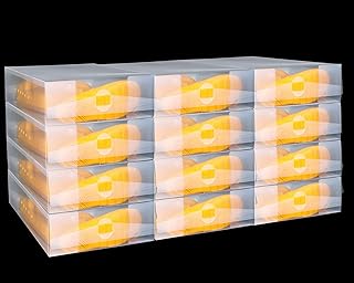 12-Piece Clear Plastic Shoe Storage Boxes