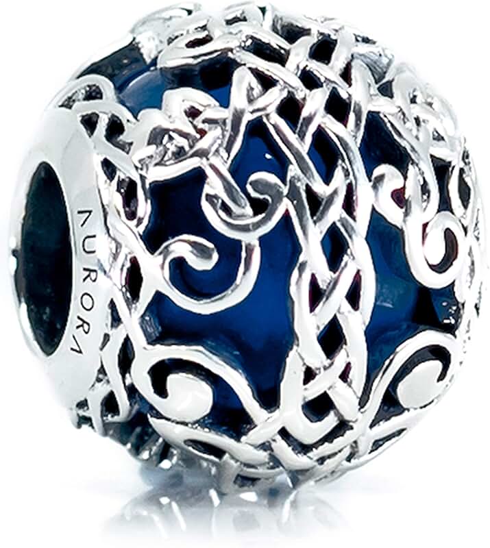 Blue Murano Glass and Silver Celtic Tree of Life Charm