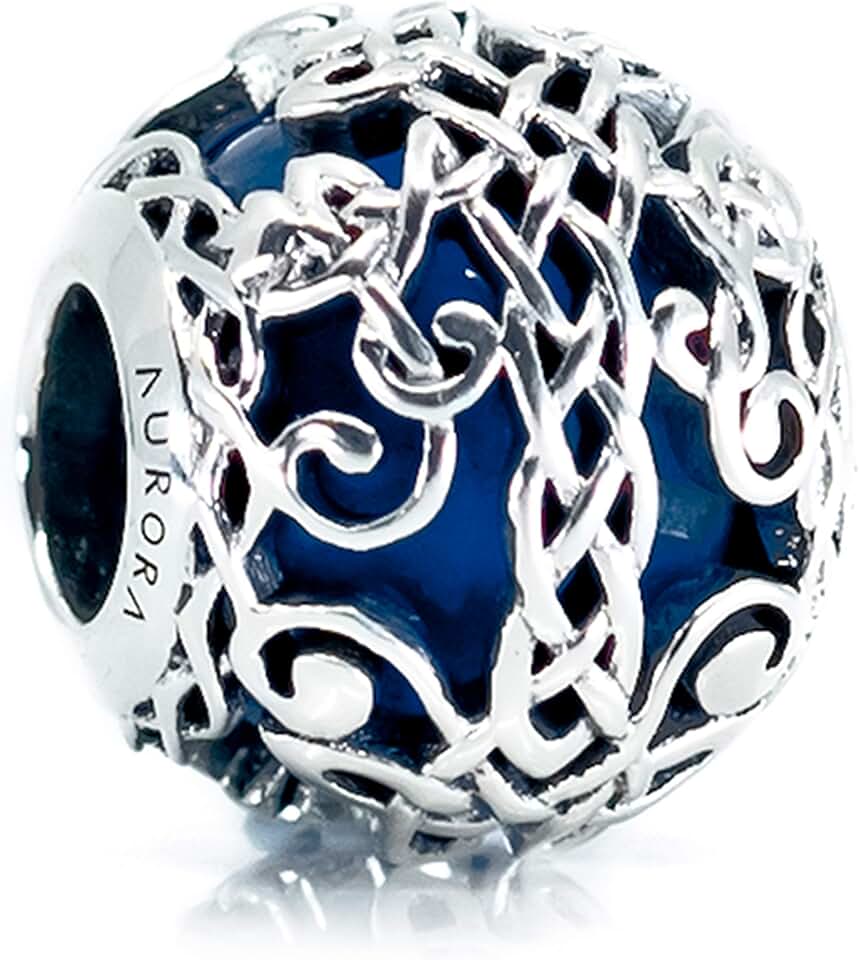 Blue Murano Glass and Silver Celtic Tree of Life Charm