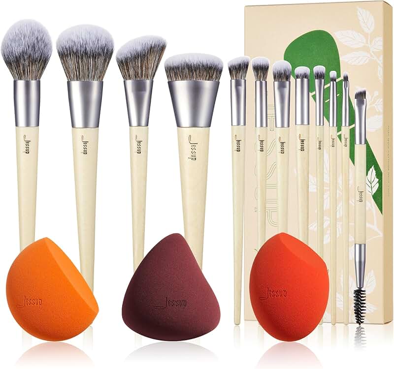 Vegan Makeup Brush Set with Sponge