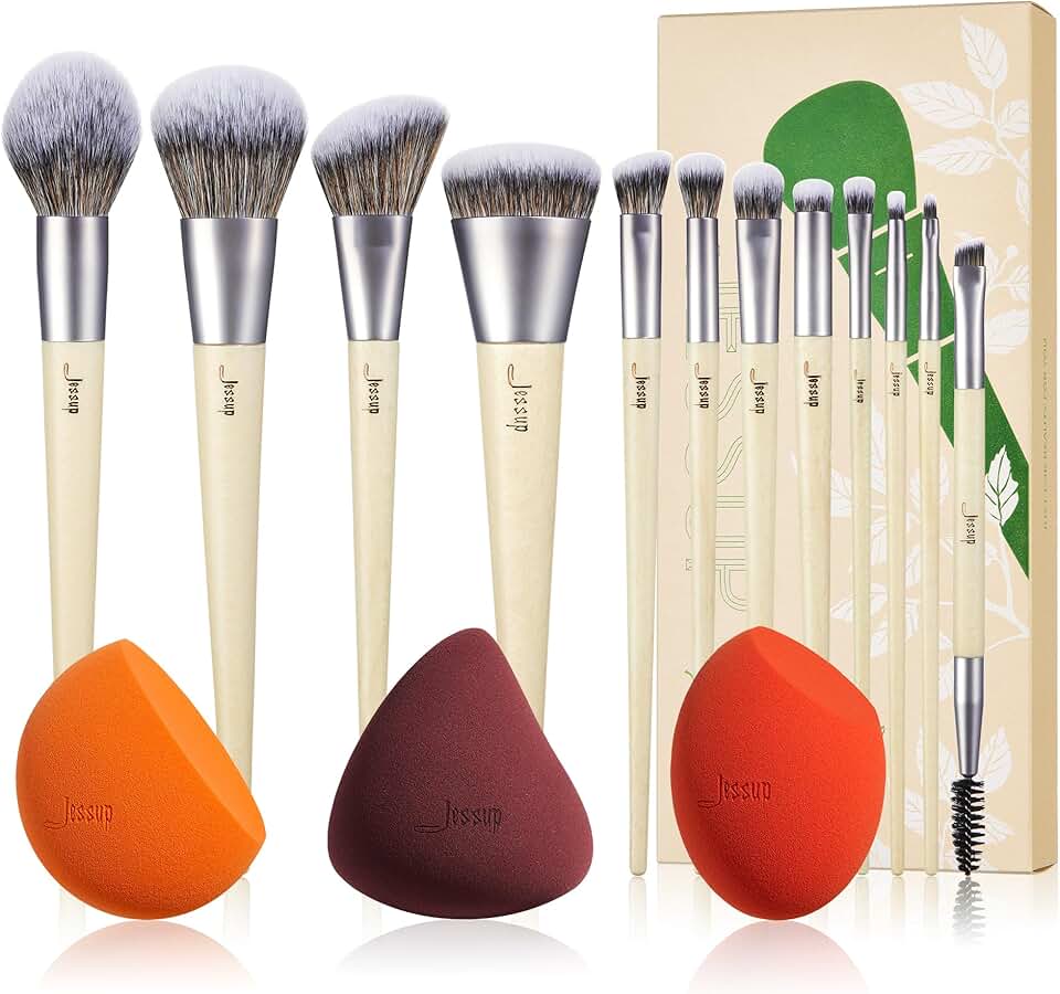 Vegan Makeup Brush Set with Sponge