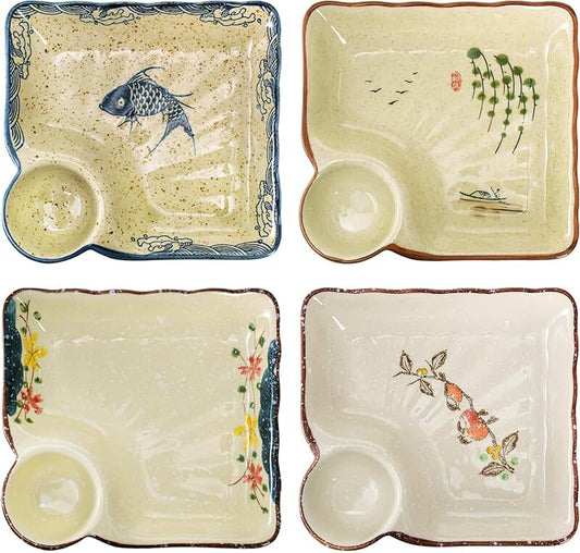 Set of 3 Green Ceramic Oval Serving Trays