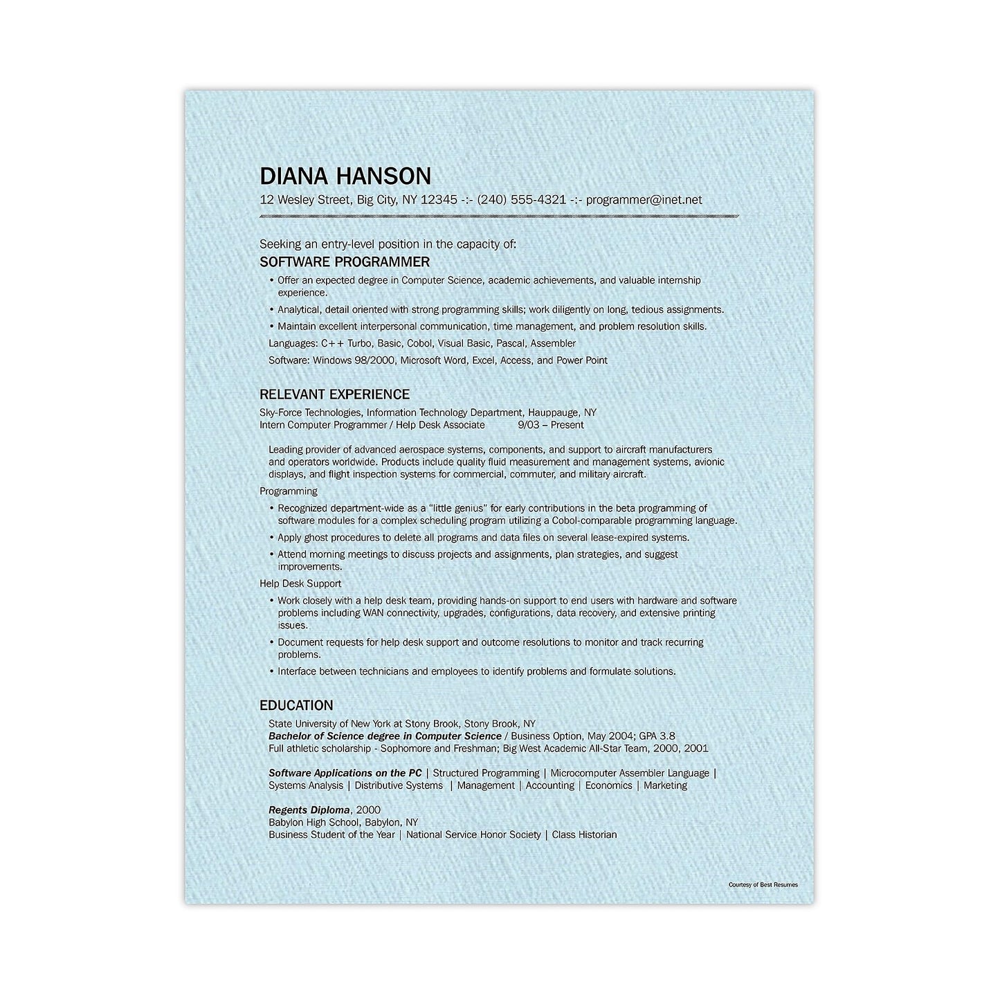 Blue 100% Cotton Resume Paper, 8.5 x 11, 32 lb, 100 Pack