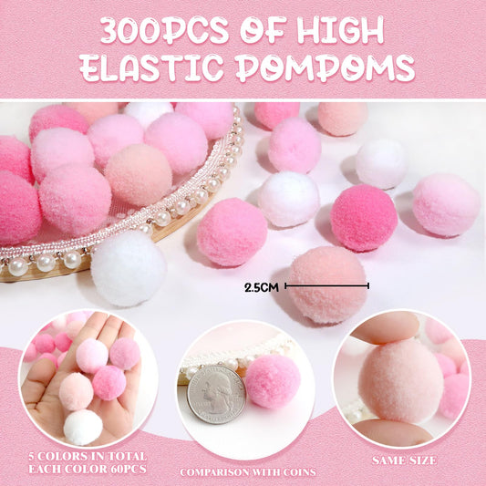 300 Large Multicolor Pom Poms for DIY Crafts