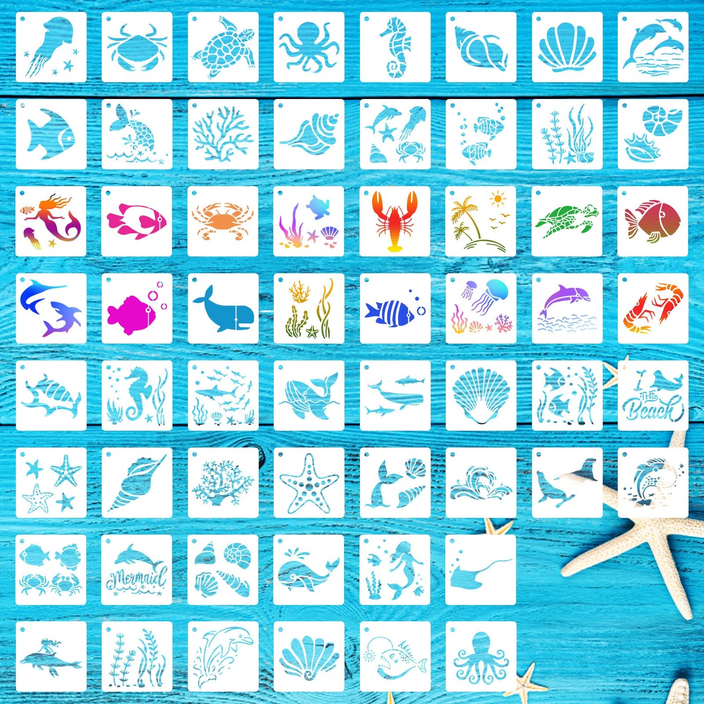 60-Piece Marine Animal Reusable Painting Kit for Kids