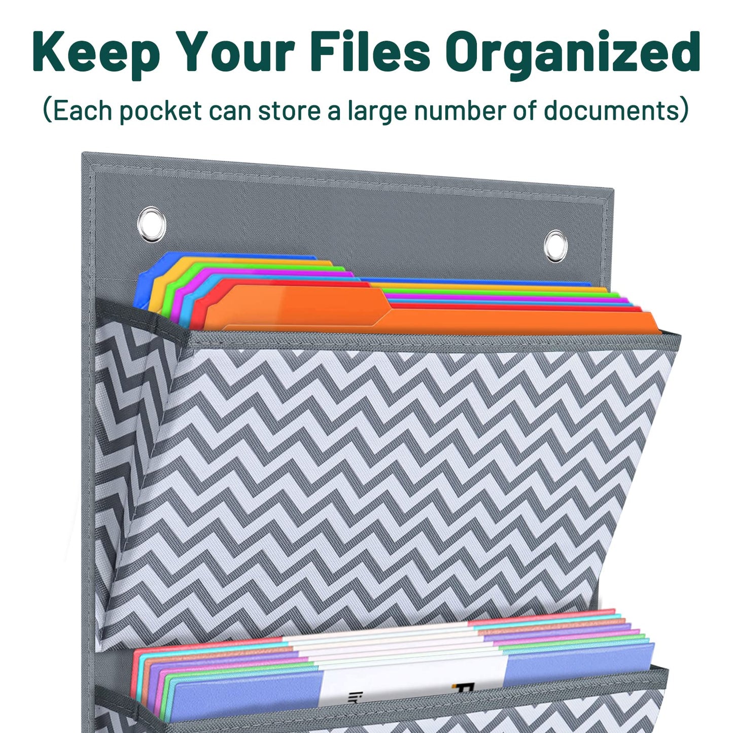 Wave Pattern Wall Mount File Organizer with Four Pockets