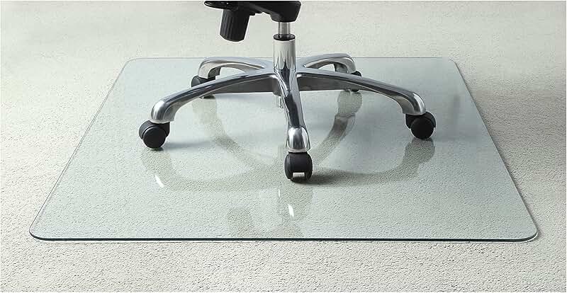 Clear tempered glass chairmat, 46" x 36"