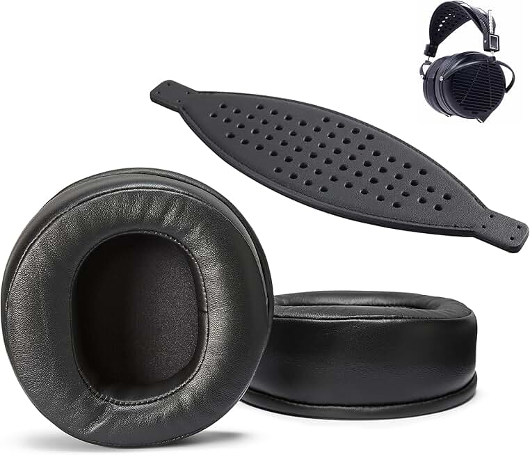 Premium Sheepskin Ear Pads and Cowhide Headband for LCD Headsets
