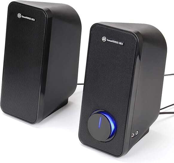 Desktop and Laptop USB Speakers with Bass and Headphone Jack