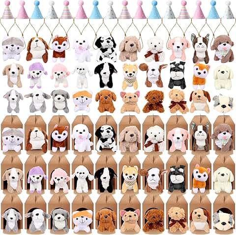 Mini Plush Dog Set for Party Favors and Gifts