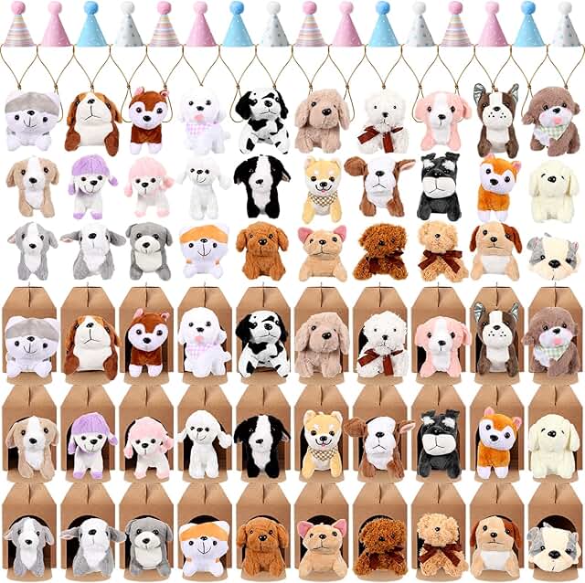 Mini Plush Dog Set for Party Favors and Gifts