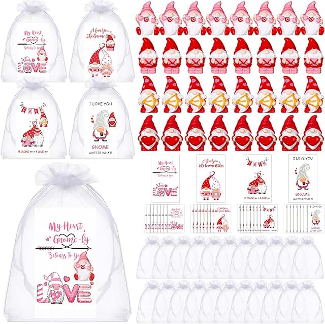 36 Mini Gnome Gift Sets with Cards and Bags