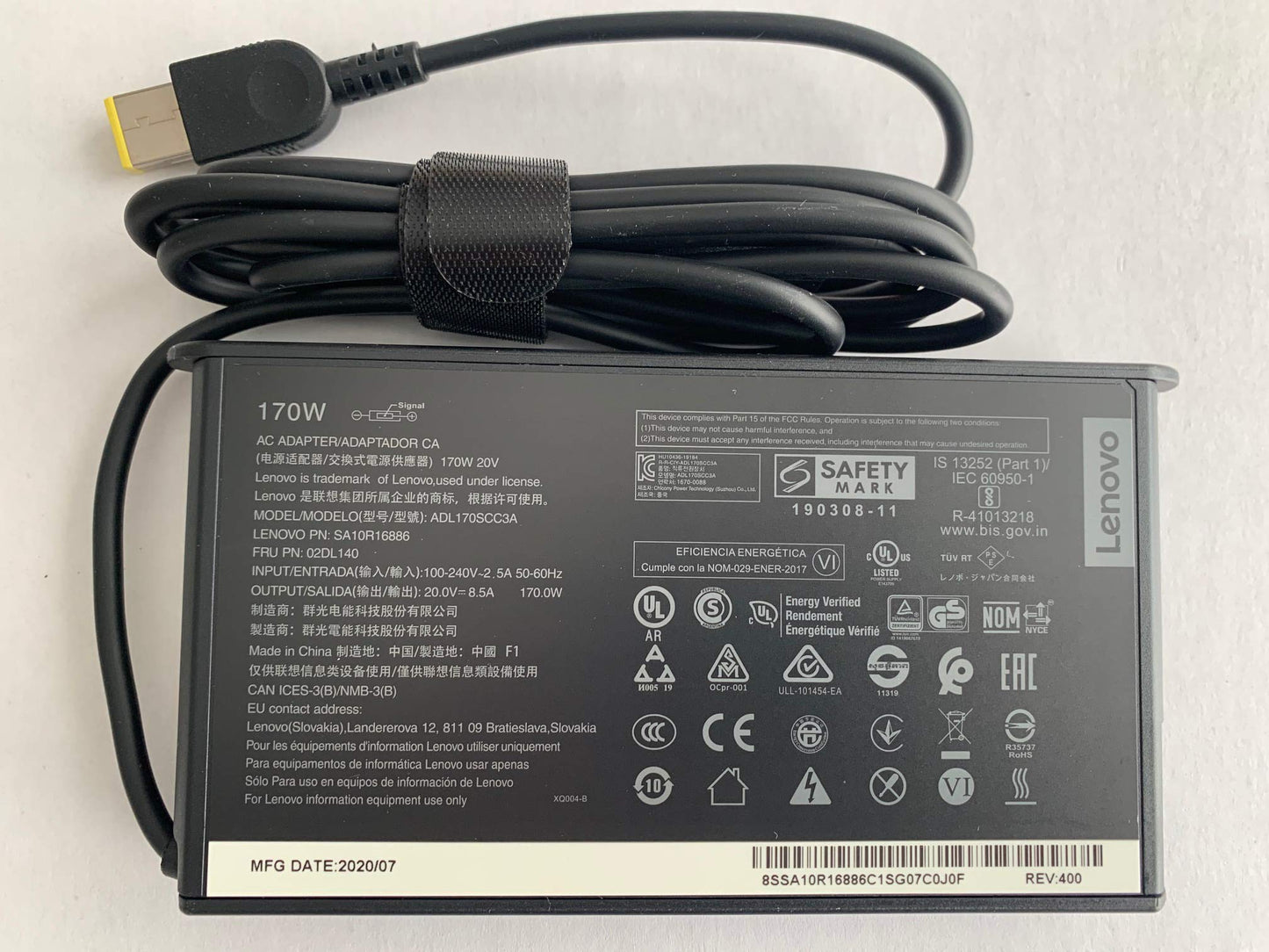 New Genuine Slim Design 20V 8.5A 170W AC Adapter ThinkPad P73, Compatible with P/N: SA10R16886, 02DL140, ADL170SCC3A.