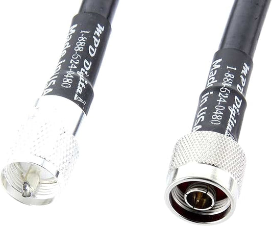 20 ft Low Loss RF Coaxial Cable with N Male to PL-259 Connectors