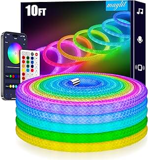 10ft Colorful LED Rope Lights with Music Sync