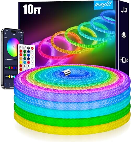 10ft Colorful LED Rope Lights with Music Sync