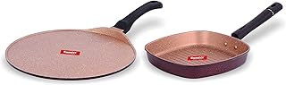 Nonstick Granite Finish Cookware Set with Tawa and Grill Pan