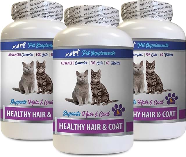 Healthy Hair and Coat Supplement for Cats, 3 Bottles