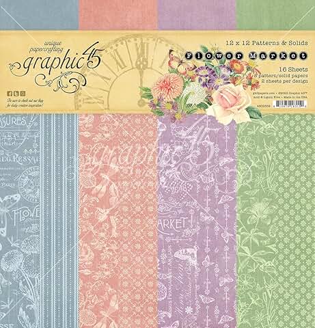 Flower Market Double-Sided Paper Pad, 12x12 inches