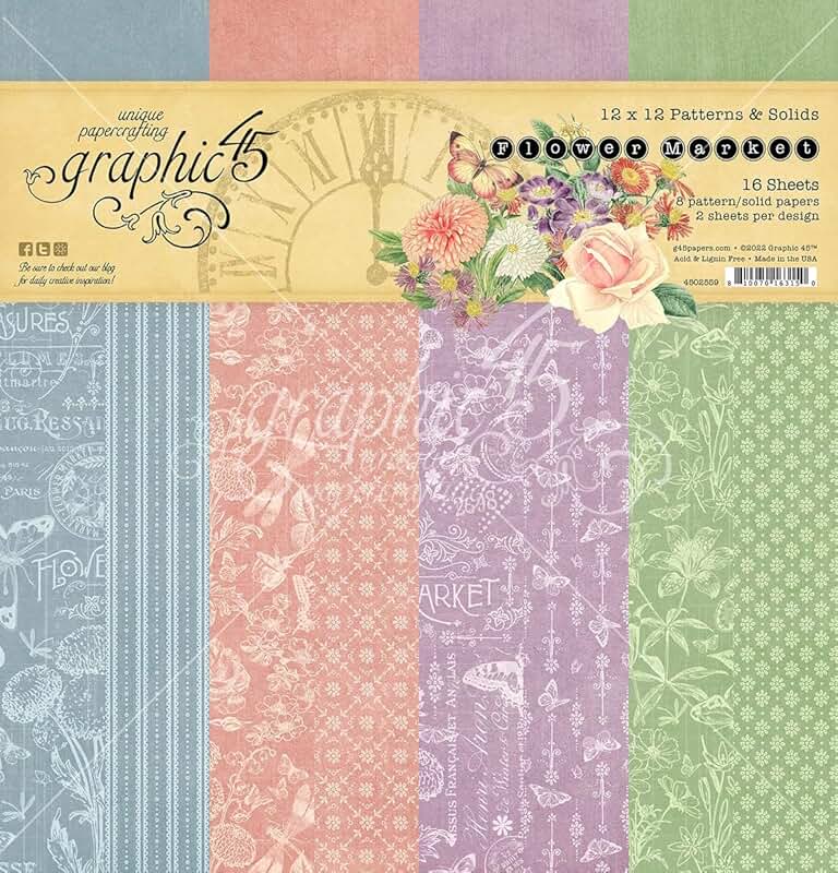 Flower Market Double-Sided Paper Pad, 12x12 inches