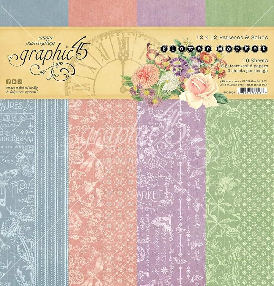 Flower Market Double-Sided Paper Pad, 12x12 inches